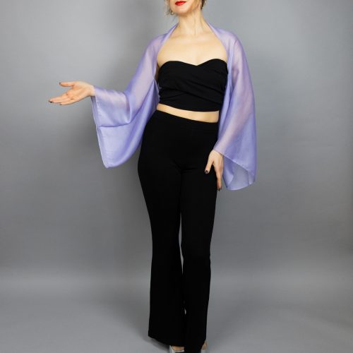 Lilac Luxury Chiffon sleeves wrap shawl bolero Winter wedding shrug elegant accessory lilac