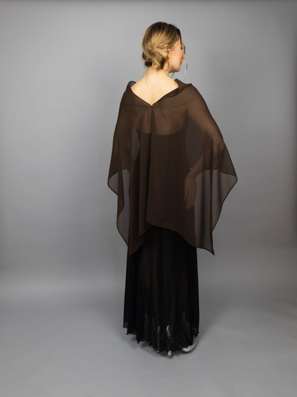 Chiffon dark brown wrap bolero capelet wedding or evening shrug, navy, white, blue shrug jacket, woman poncho, woman cape, choir cape