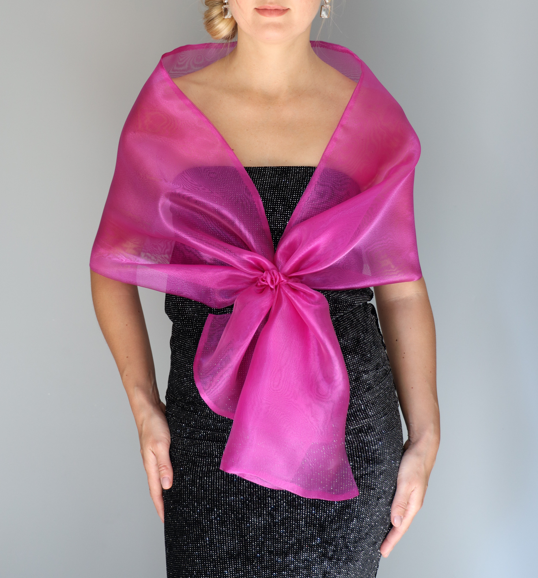 Fuchsia organza shawl fuchsia loop wrap organza