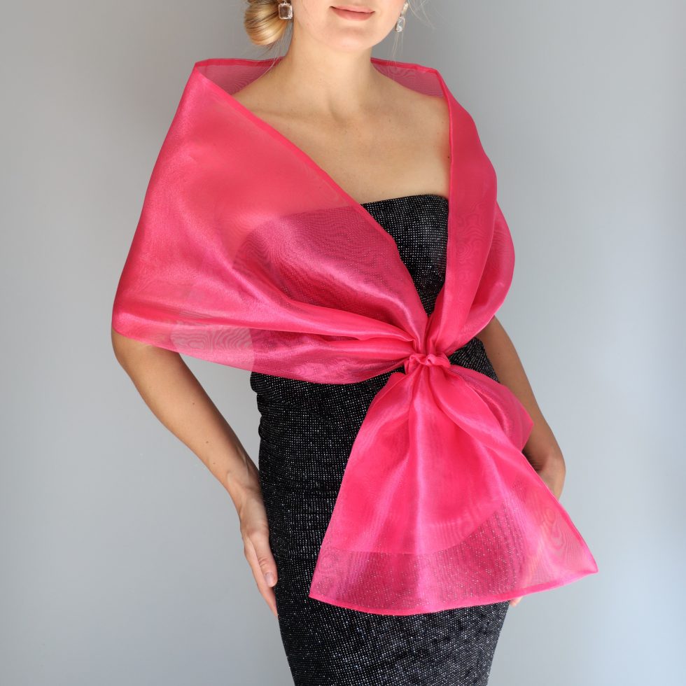 Pink organza shawl pink loop wrap organza