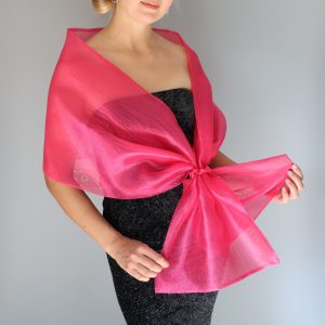 Pink organza shawl pink loop wrap organza