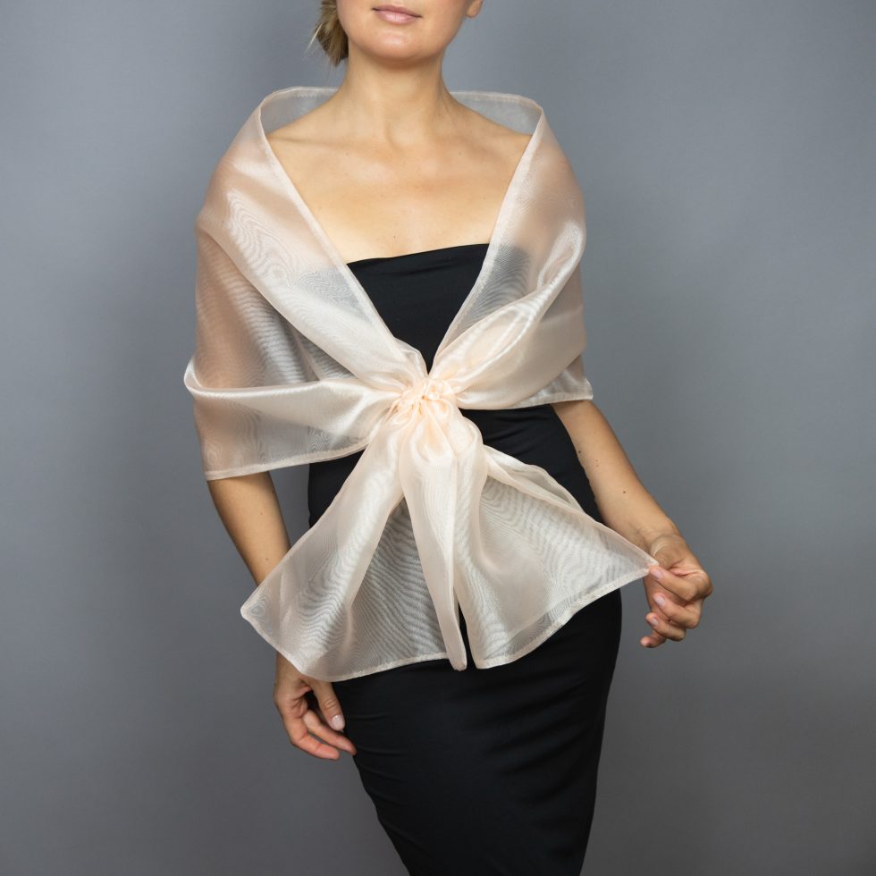 Champagne organza shawl champagne loop wrap organza