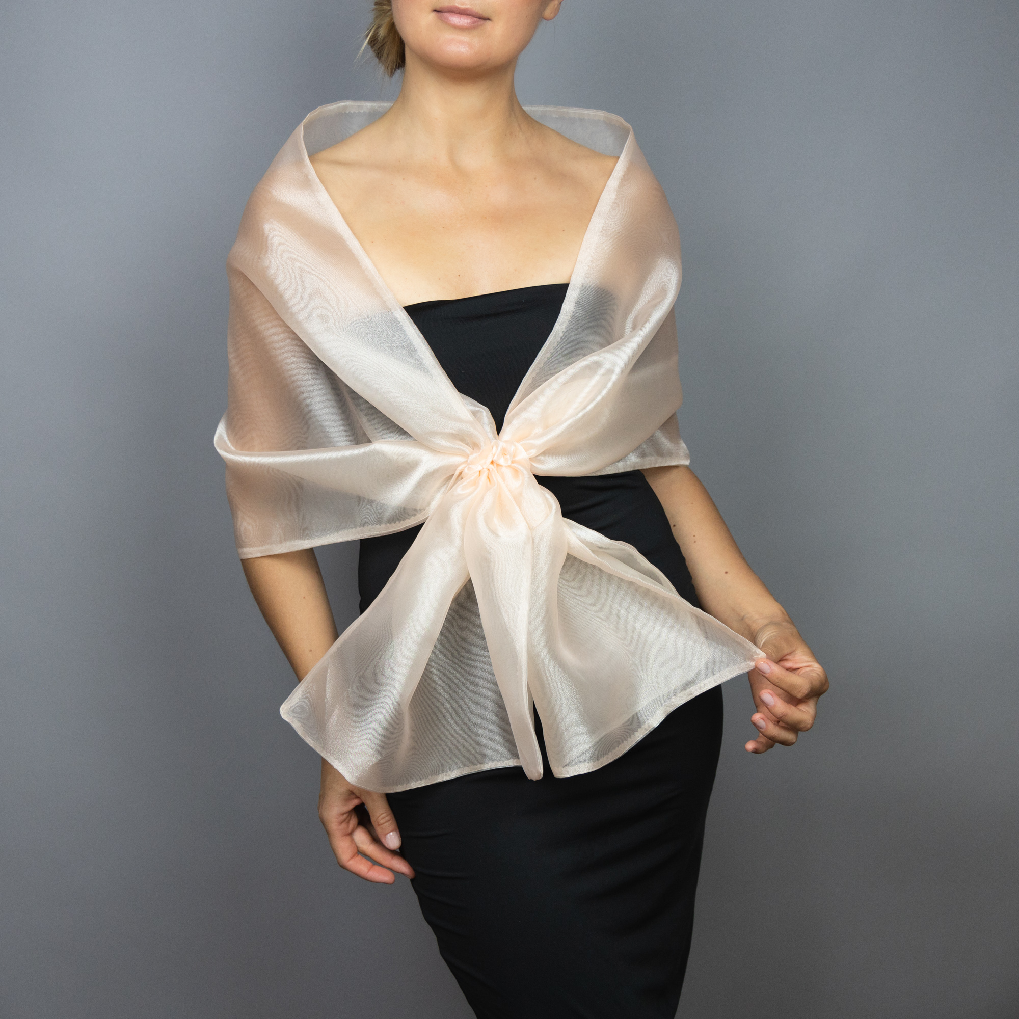 Champagne organza shawl champagne loop wrap organza