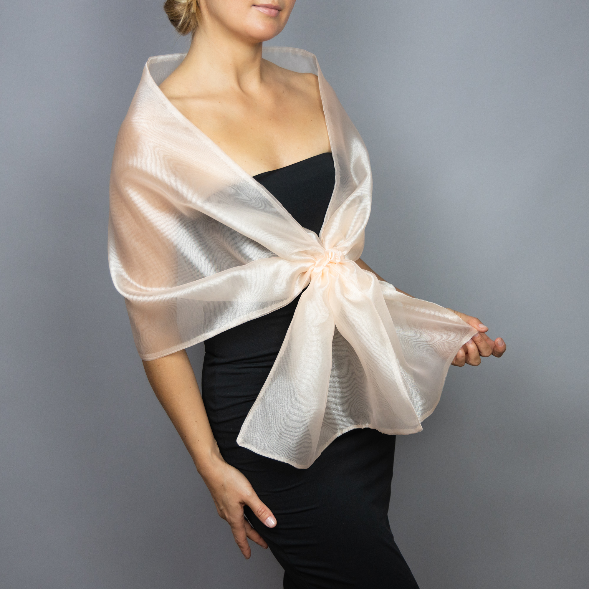 Champagne organza shawl champagne loop wrap organza