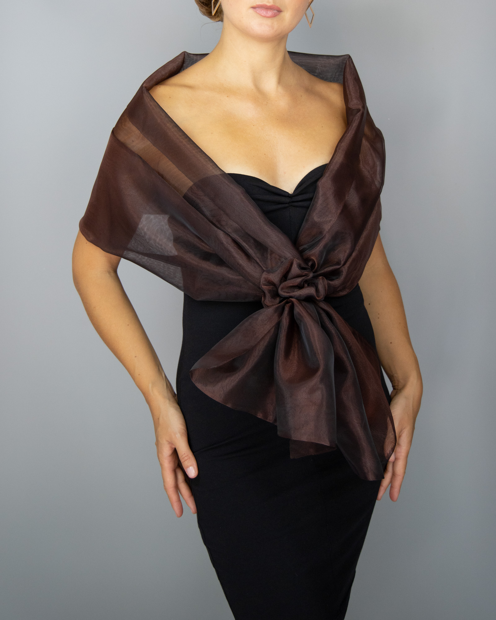 Brown organza shawl brown loop wrap organza
