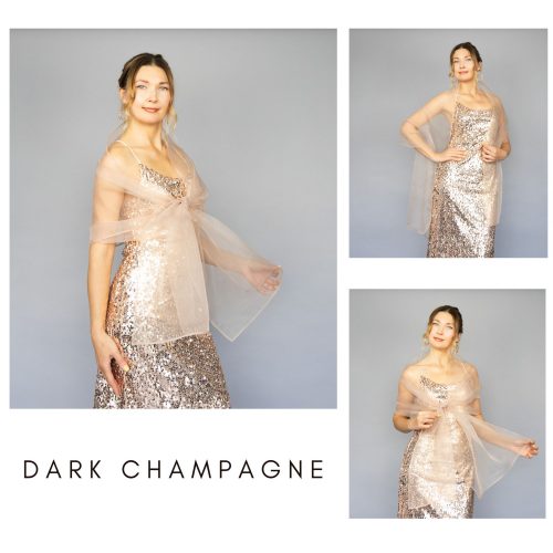 Dark Champagne organza wrap silver grey sheer shawl scarf silver grey sheer shrug bridesmaids scarf woman sheer scarf evening shawl prom