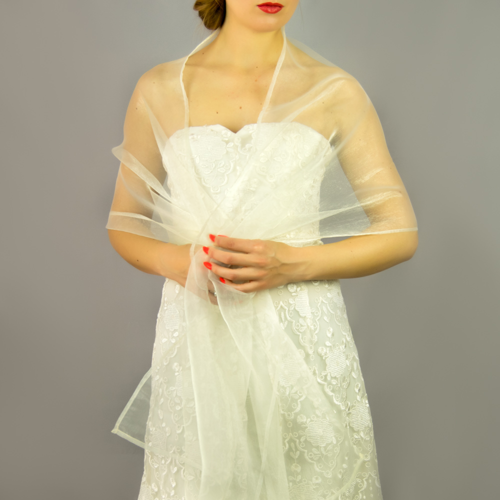 Ivory organza wrap silver grey sheer shawl scarf silver grey sheer shrug bridesmaids scarf woman sheer scarf evening shawl prom