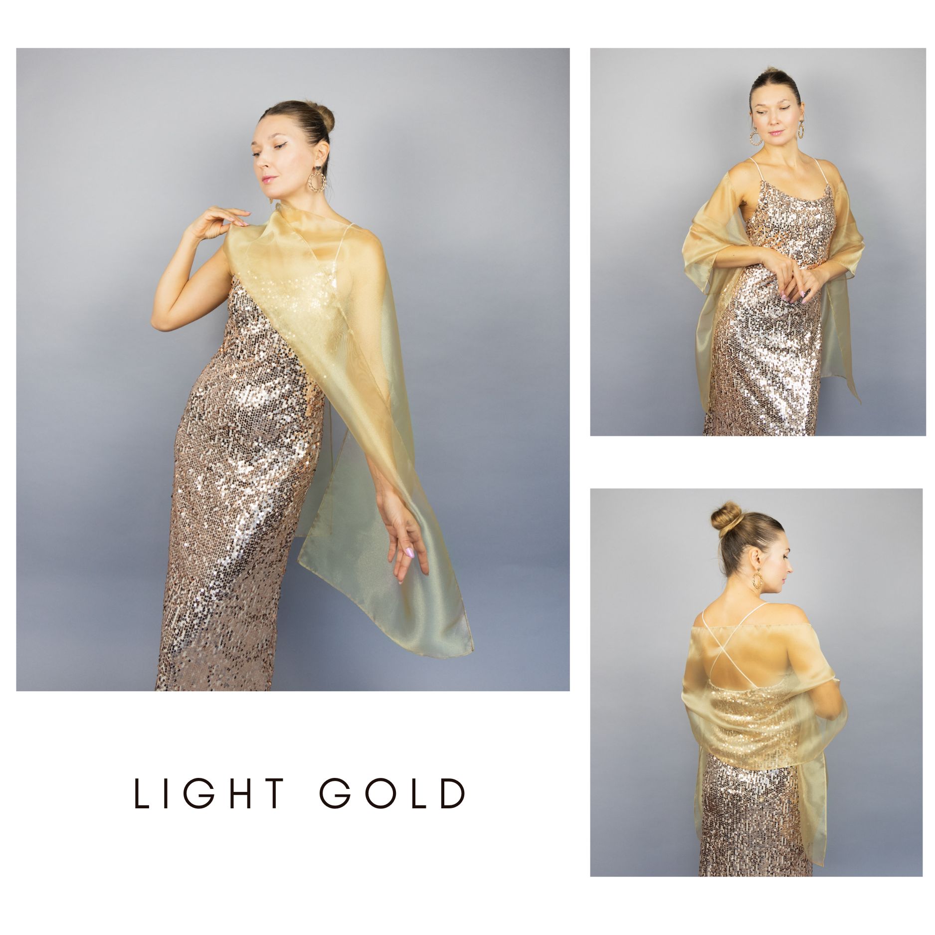 Light Gold organza wrap silver grey sheer shawl scarf silver grey sheer shrug bridesmaids scarf woman sheer scarf evening shawl prom