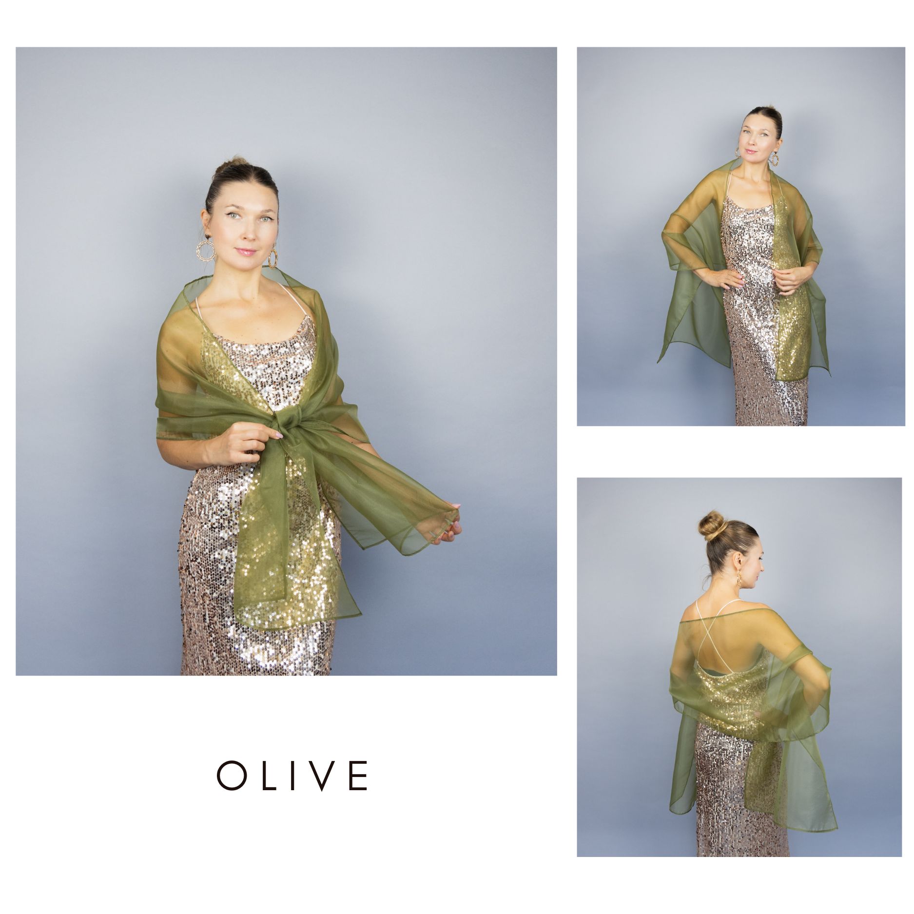 Olive organza wrap silver grey sheer shawl scarf silver grey sheer shrug bridesmaids scarf woman sheer scarf evening shawl prom