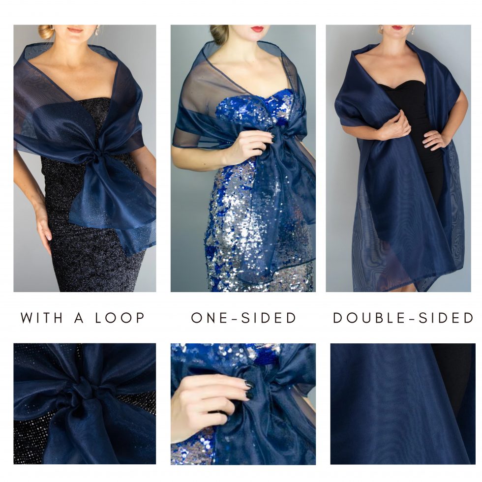 Three options organza shawls navy