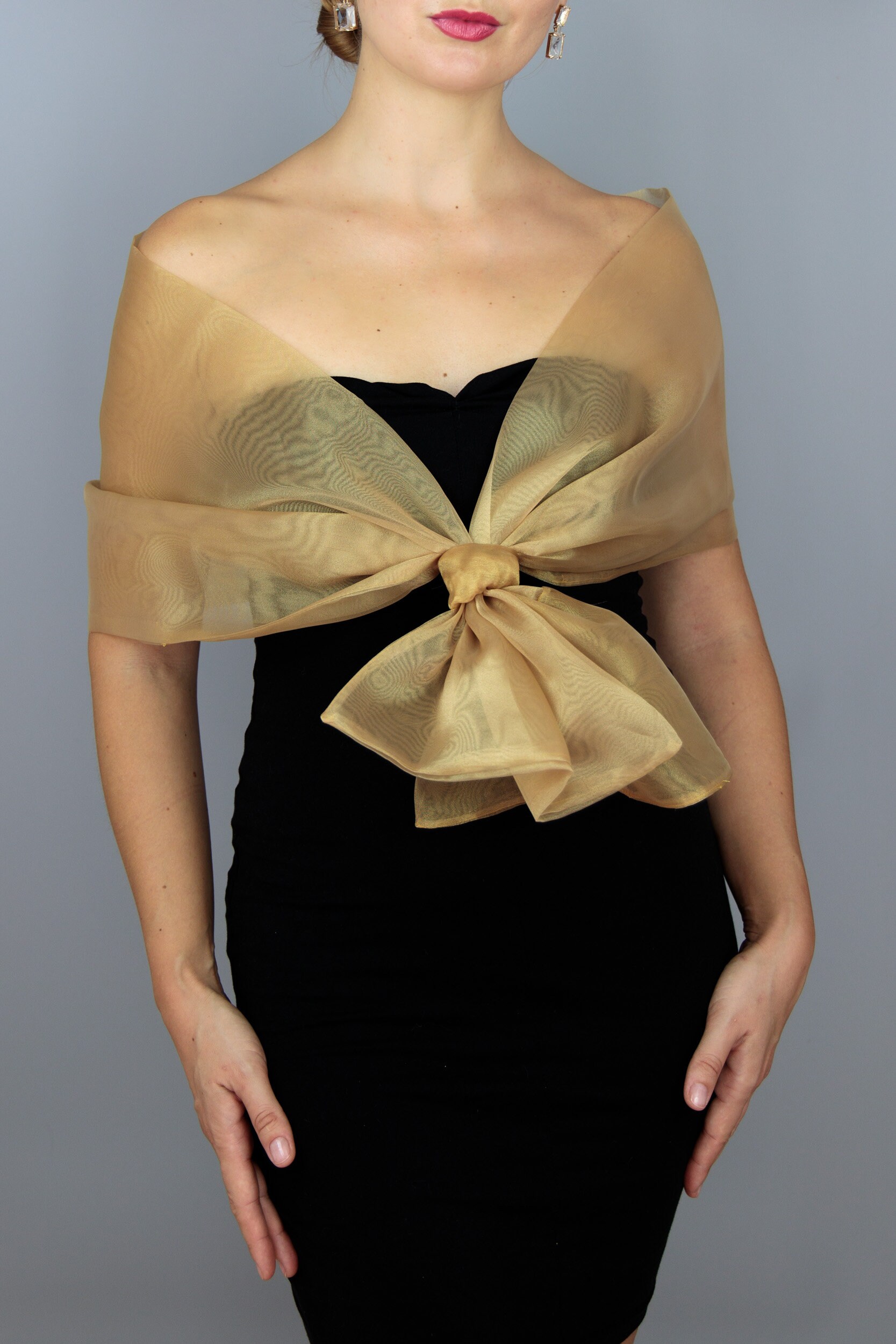 Gold organza shawl gold loop wrap organza
