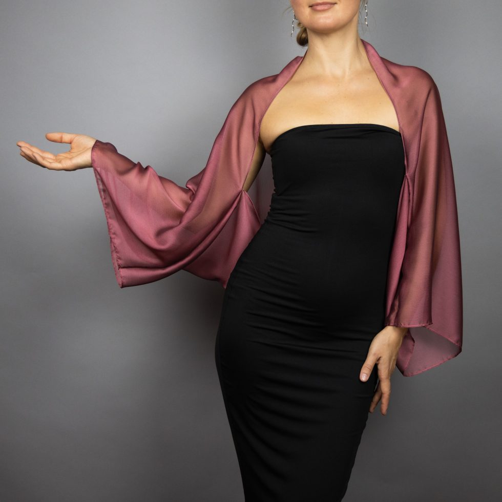 Terracotta pink shrug sheer sleeves wrap bolero