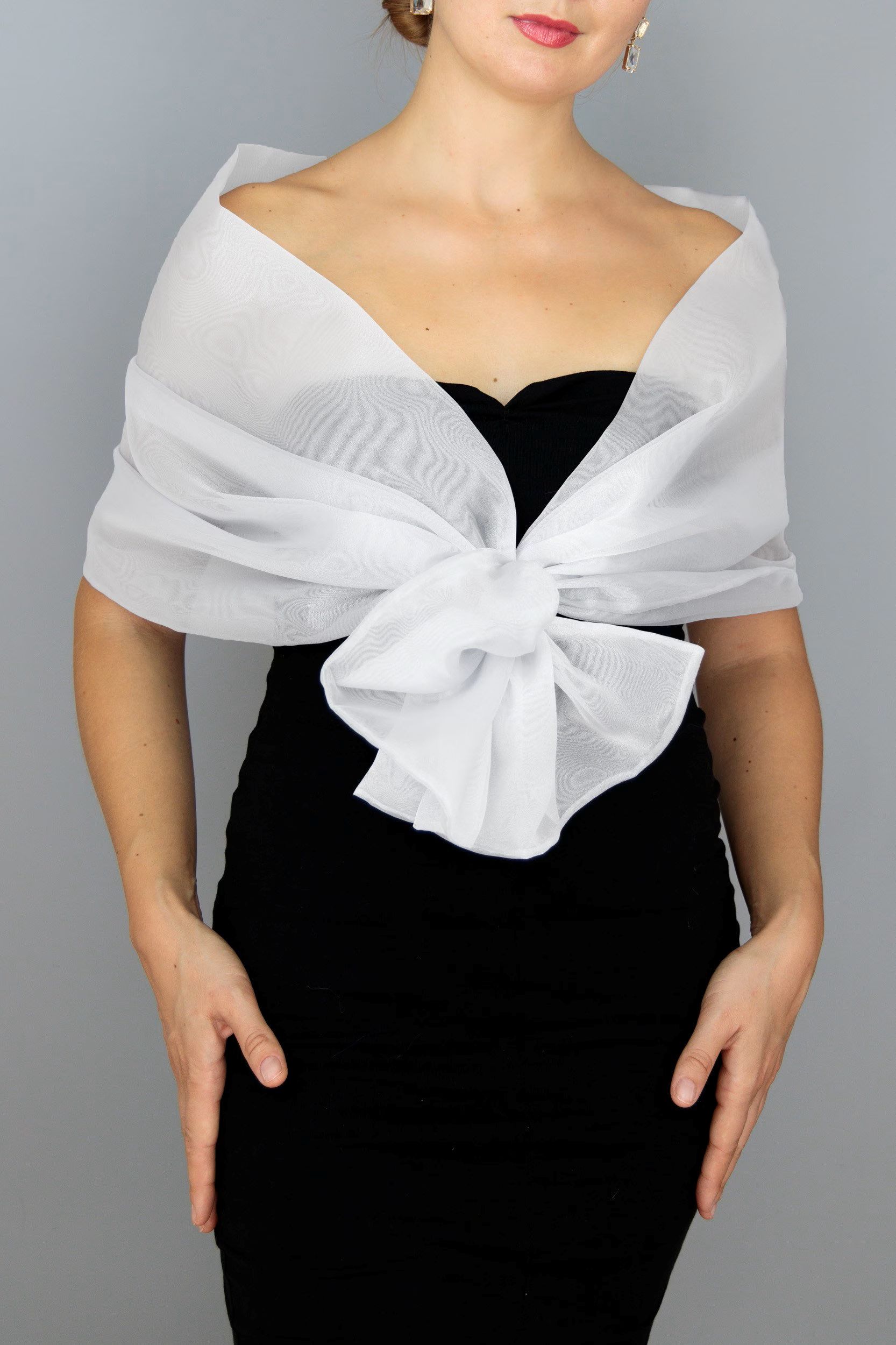 White organza shawl white loop wrap organza