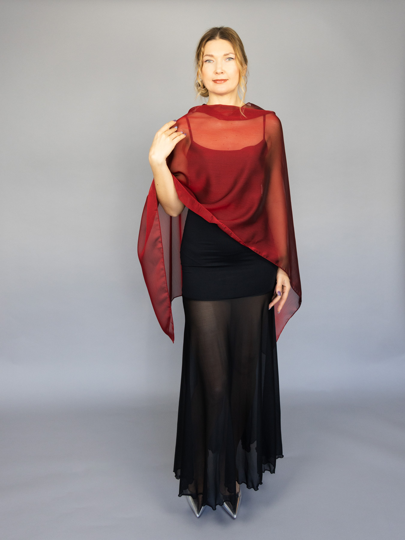 Burgundy Red greek cape