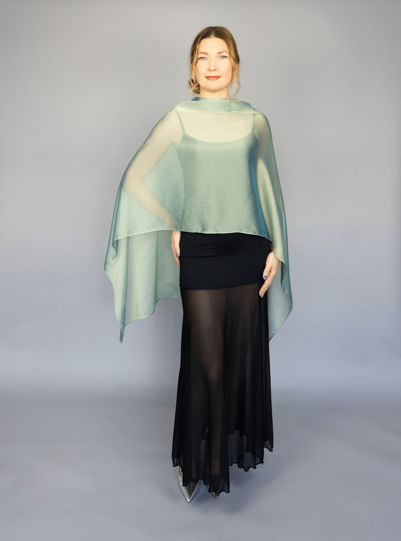 Chiffon sage green wrap bolero capelet wedding or evening shrug, navy, white, blue shrug jacket, woman poncho, woman cape, choir cape