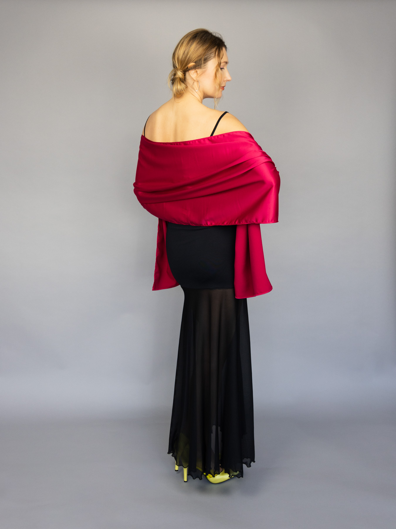 raspberry satin shawl wrap
