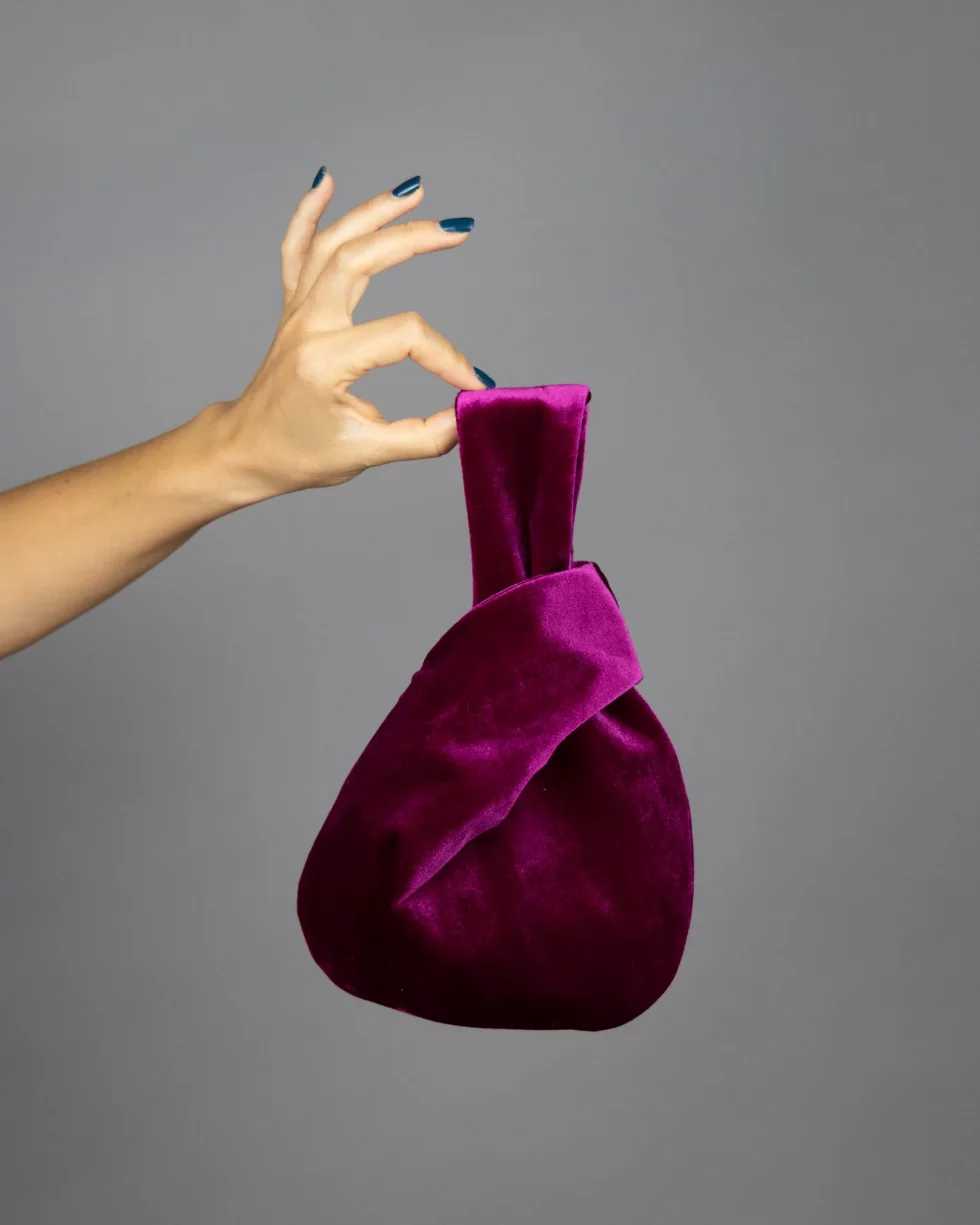 Fuchsia velvet japanese knot bag
