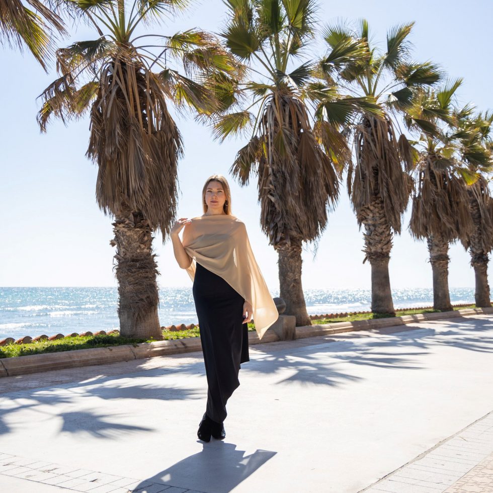 Beige chiffon wrap silver grey sheer shawl scarf silver grey sheer shrug bridesmaids scarf woman sheer scarf evening shawl prom