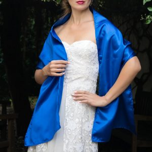 royal blue satin shawl wrap