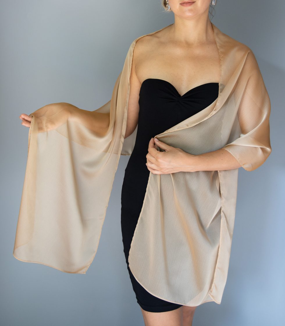 Gold chiffon shawl golden sheer scarf