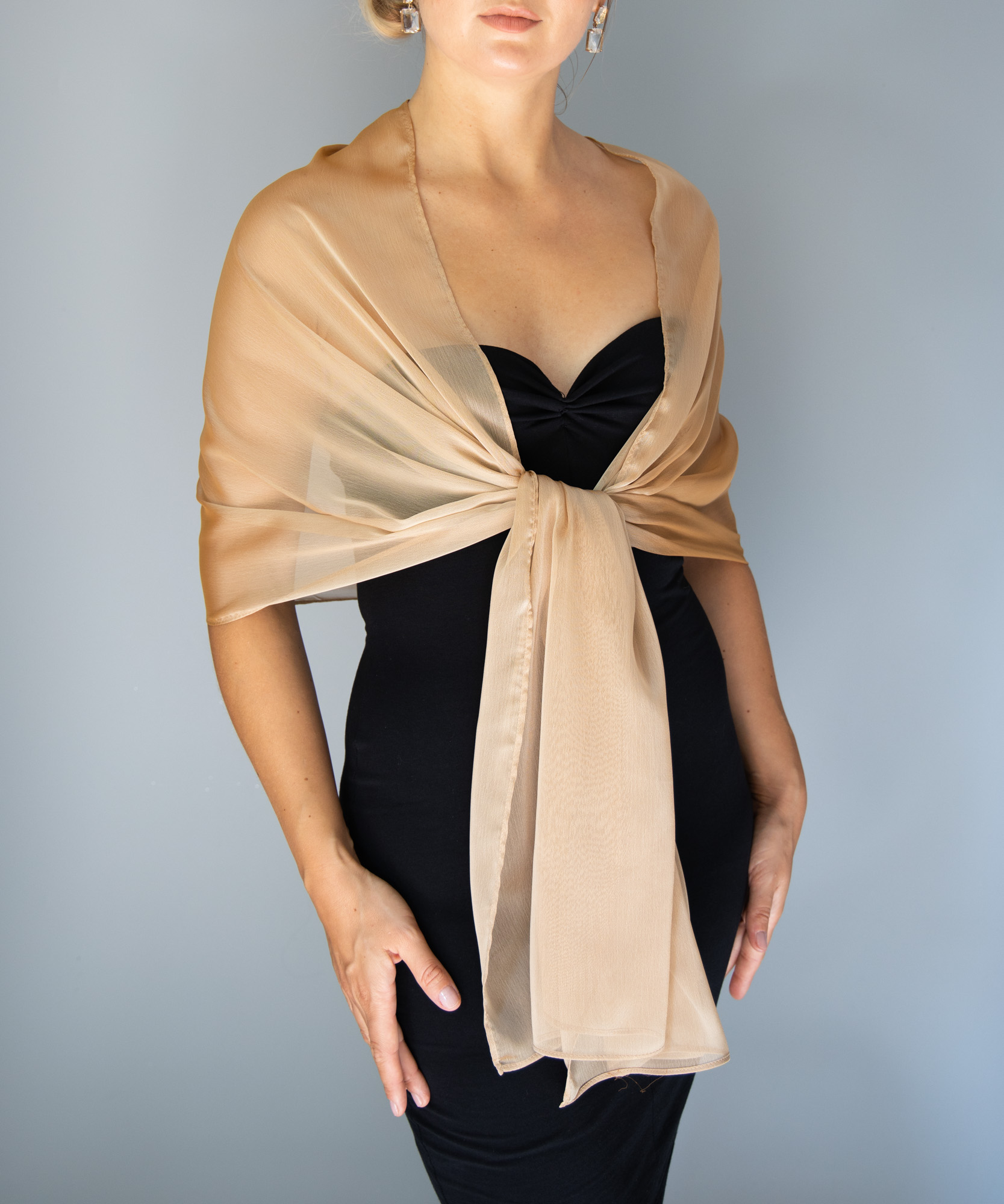Gold chiffon shawl golden sheer scarf