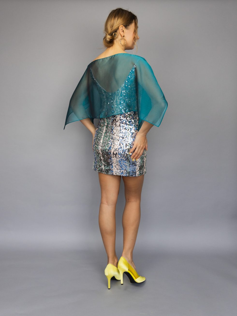 Peacock sheer shoulder cover short capelet