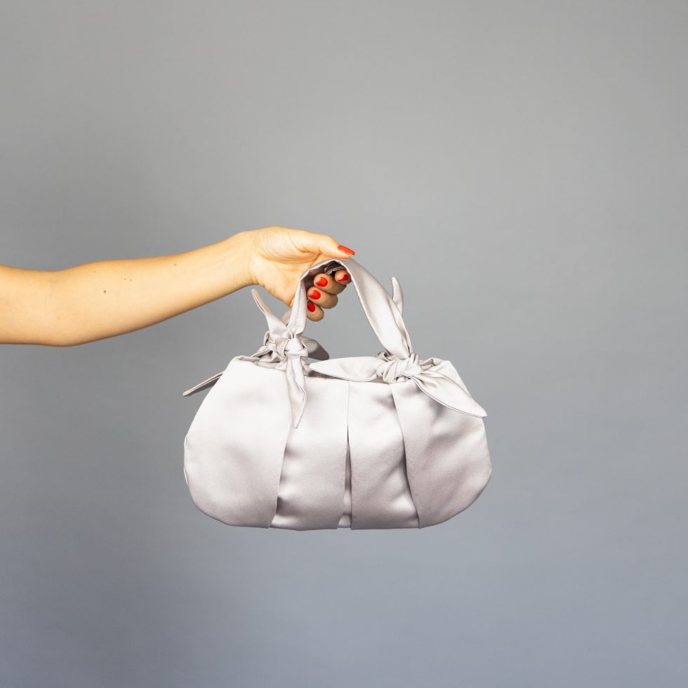 Furoshiki champagne Japanese knot bag purse clutch