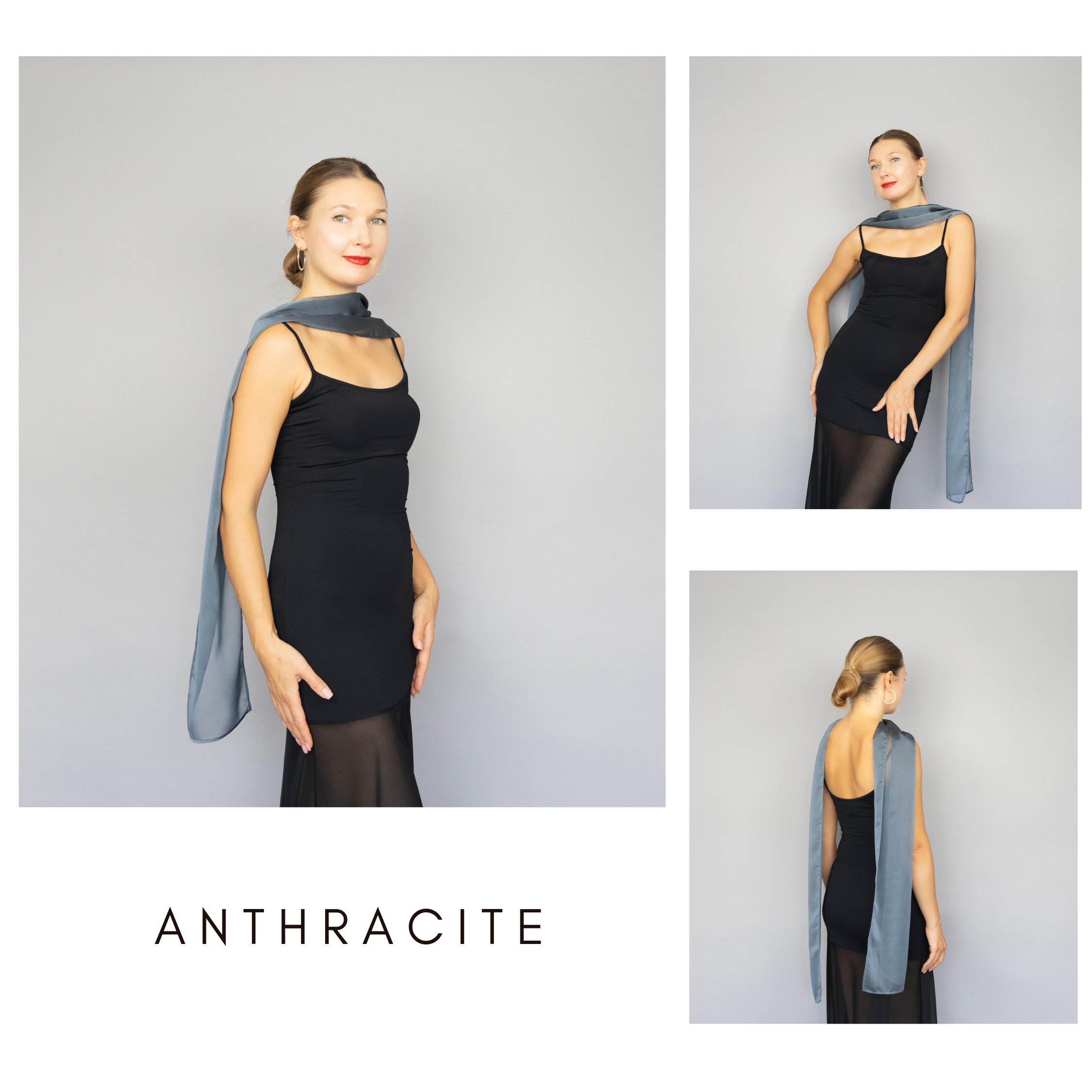 anthracite scarf long chiffon scarf neck scarf sheer scarf mauve elegant accessories neck tie mauve scarf bridal elegance scarf