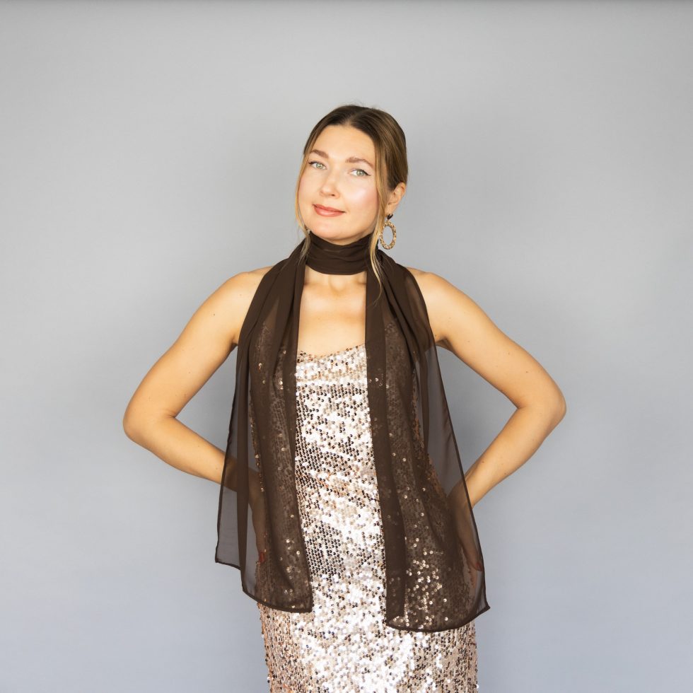 brown chiffon scarf