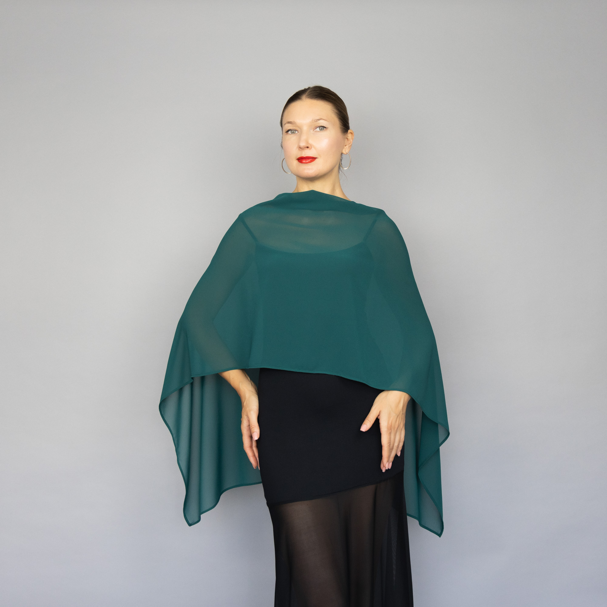 Dark Green greek cape Chiffon mint green greek cape wrap bolero capelet wedding or evening shrug, navy, white, blue shrug jacket, woman poncho, woman cape, choir cape