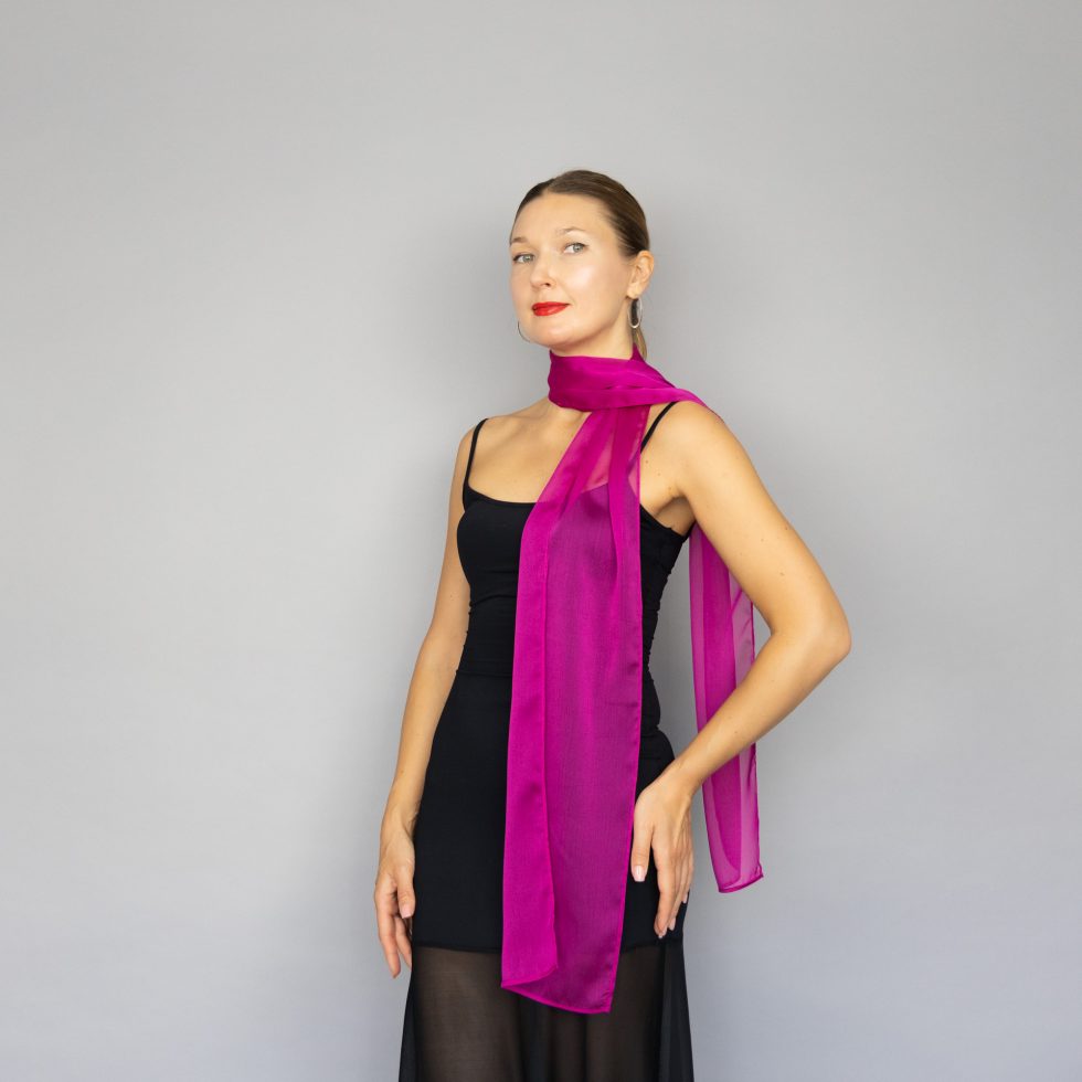 Fuchsia scarf long chiffon scarf neck scarf sheer scarf mauve elegant accessories neck tie mauve scarf bridal elegance scarf