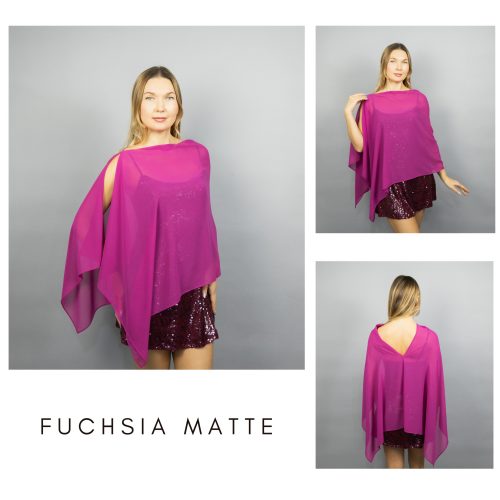 Chiffon fuchsia wrap bolero capelet wedding or evening shrug, navy, white, blue shrug jacket, woman poncho, woman cape, choir cape