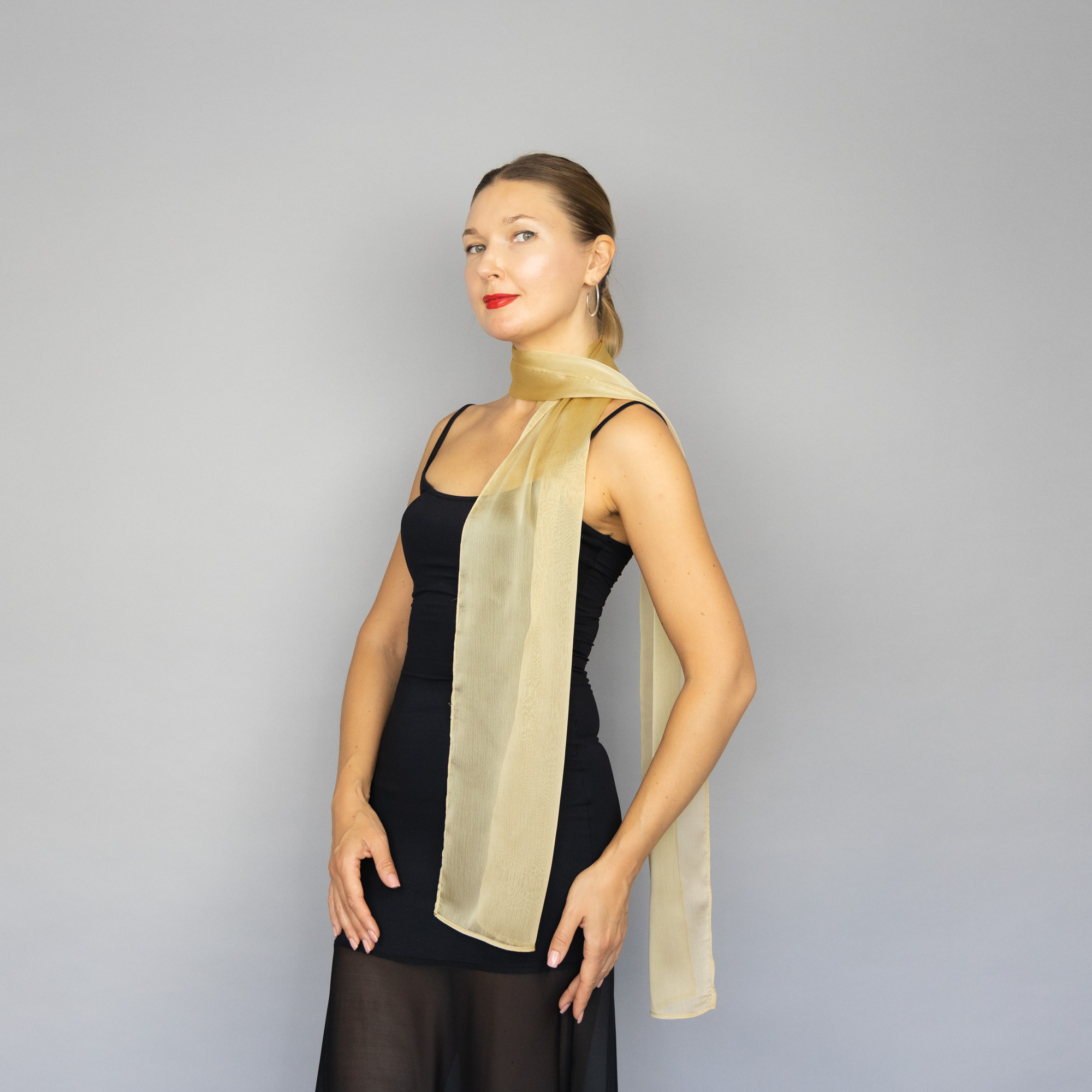 Light Gold scarf long chiffon scarf neck scarf sheer scarf mauve elegant accessories neck tie mauve scarf bridal elegance scarf