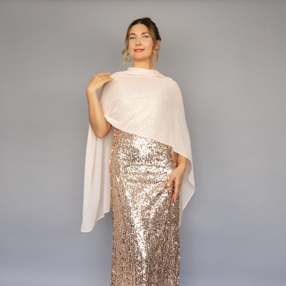 Chiffon light peach greek cape wrap bolero capelet wedding or evening shrug, navy, white, blue shrug jacket, woman poncho, woman cape, choir cape