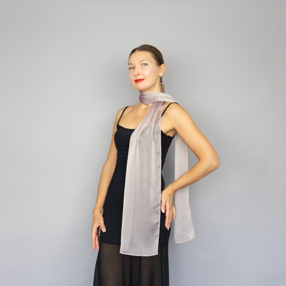 Pearl scarf long chiffon scarf neck scarf sheer scarf mauve elegant accessories neck tie mauve scarf bridal elegance scarf
