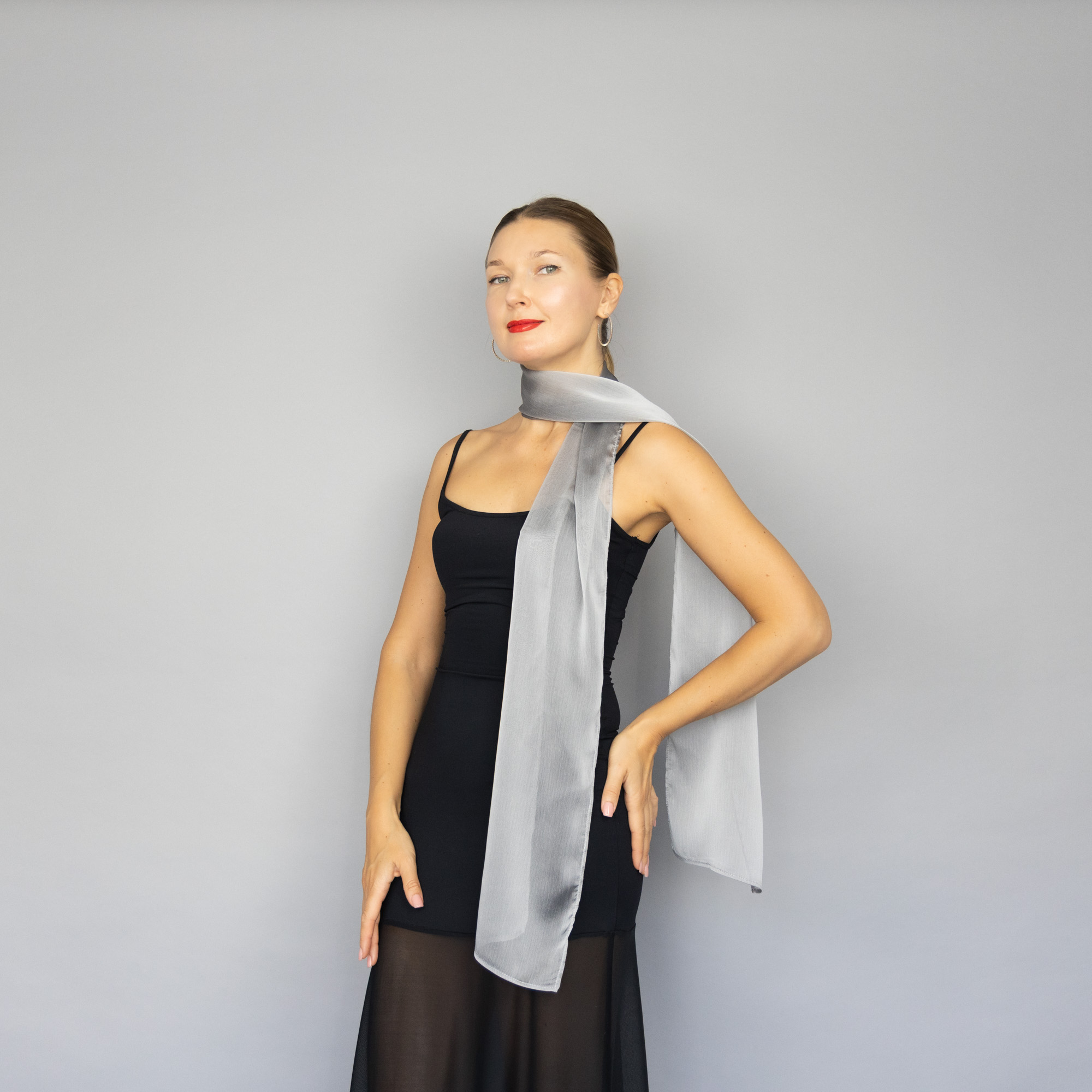Silver Grey scarf long chiffon scarf neck scarf sheer scarf mauve elegant accessories neck tie mauve scarf bridal elegance scarf
