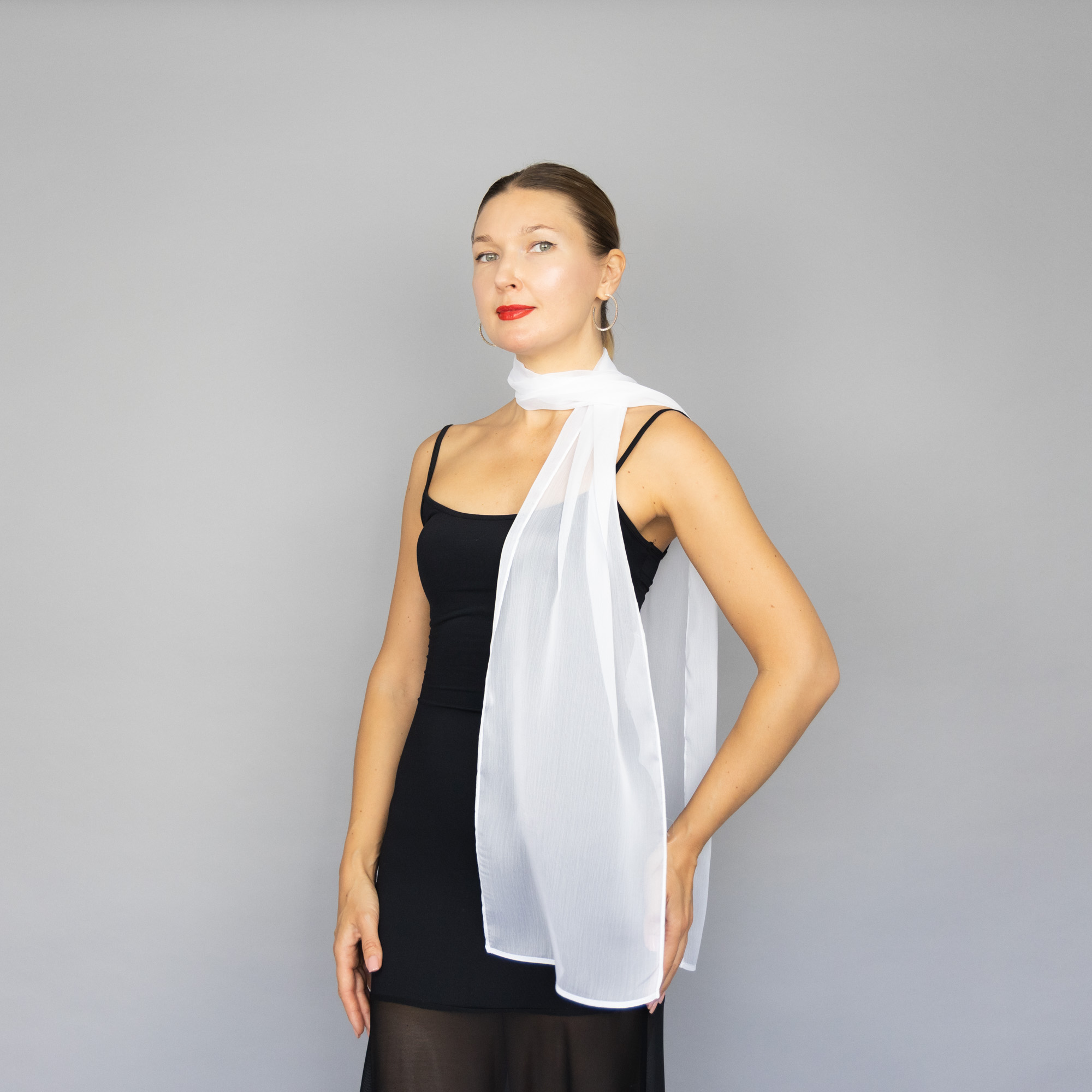 White scarf long chiffon scarf neck scarf sheer scarf mauve elegant accessories neck tie mauve scarf bridal elegance scarf