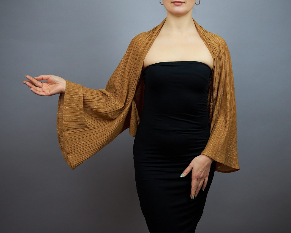 Mustard gold shrug gold sleeves wrap bolero