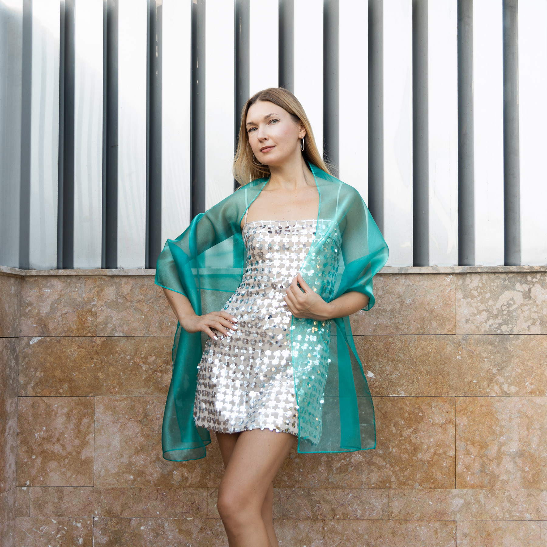 Aqua green organza wrap silver grey sheer shawl scarf silver grey sheer shrug bridesmaids scarf woman sheer scarf evening shawl prom