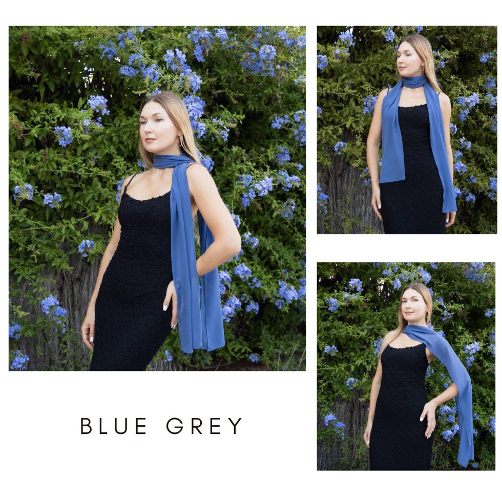Blue Grey scarf long chiffon scarf neck scarf sheer scarf mauve elegant accessories neck tie mauve scarf bridal elegance scarf