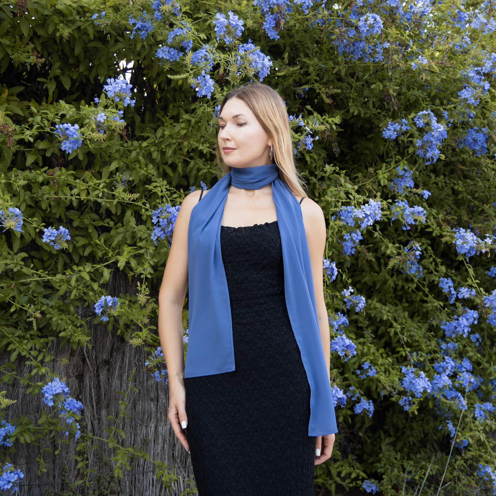 Blue Grey scarf long chiffon scarf neck scarf sheer scarf mauve elegant accessories neck tie mauve scarf bridal elegance scarf