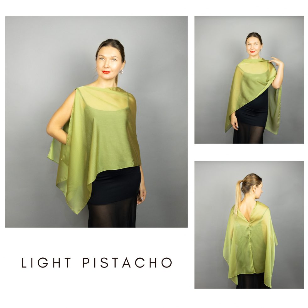 Light pistacho green Chiffon wrap bolero capelet wedding or evening shrug, navy, white, blue shrug jacket, woman poncho, woman cape, choir cape