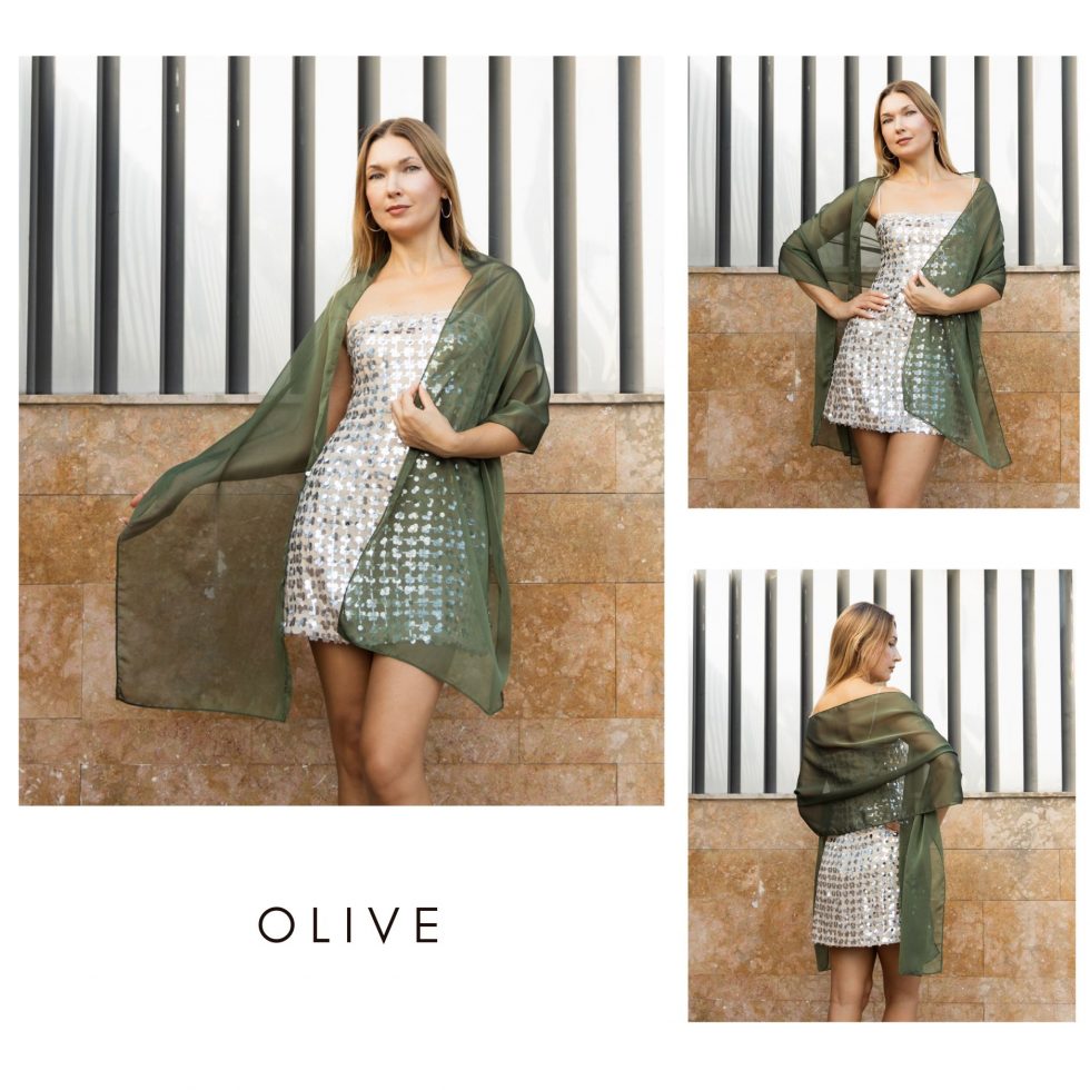 Olive green chiffon shawl
