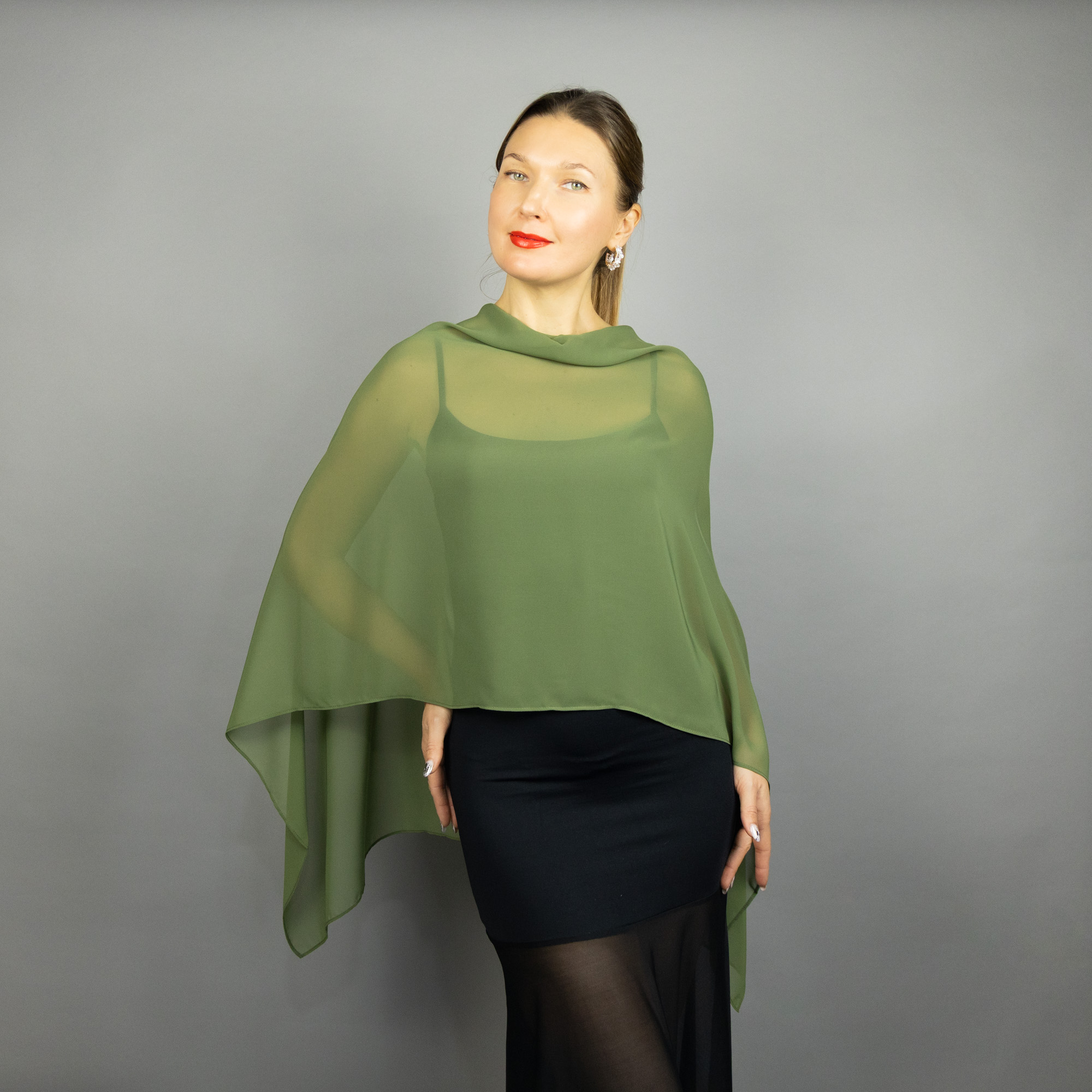 Pistacho green Chiffon wrap bolero capelet wedding or evening shrug, navy, white, blue shrug jacket, woman poncho, woman cape, choir cape