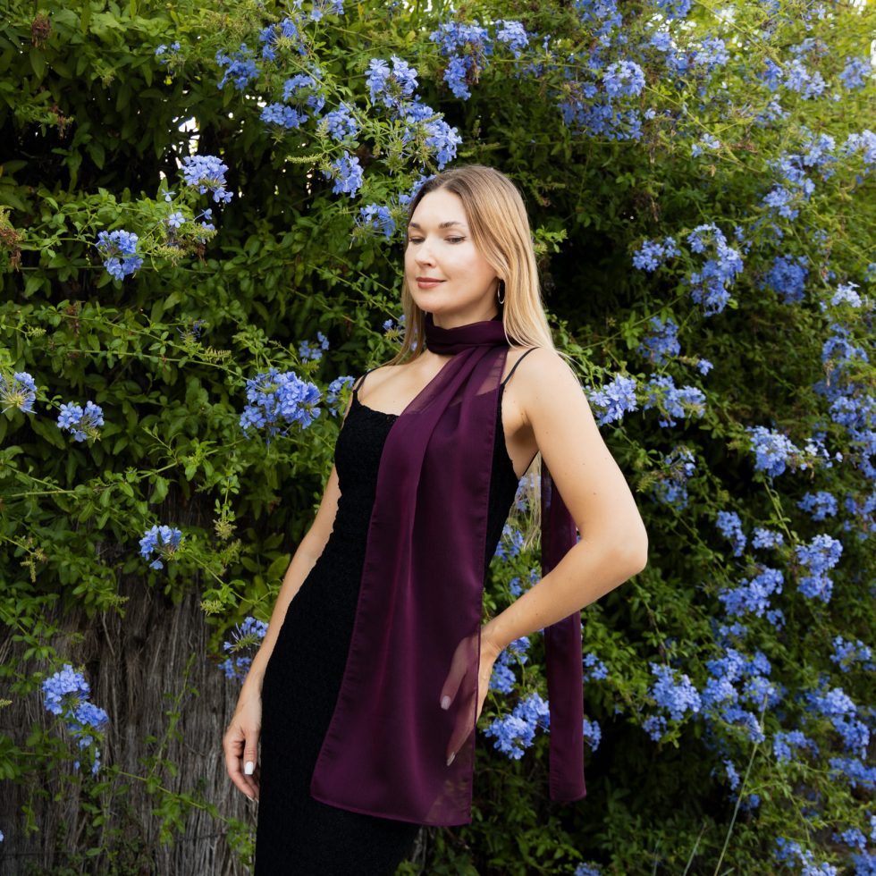 Wine scarf long chiffon scarf neck scarf sheer scarf mauve elegant accessories neck tie mauve scarf bridal elegance scarf