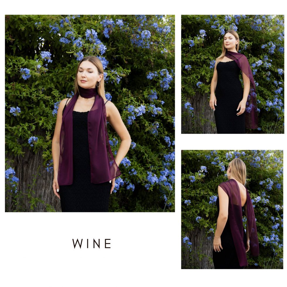 Wine scarf long chiffon scarf neck scarf sheer scarf mauve elegant accessories neck tie mauve scarf bridal elegance scarf