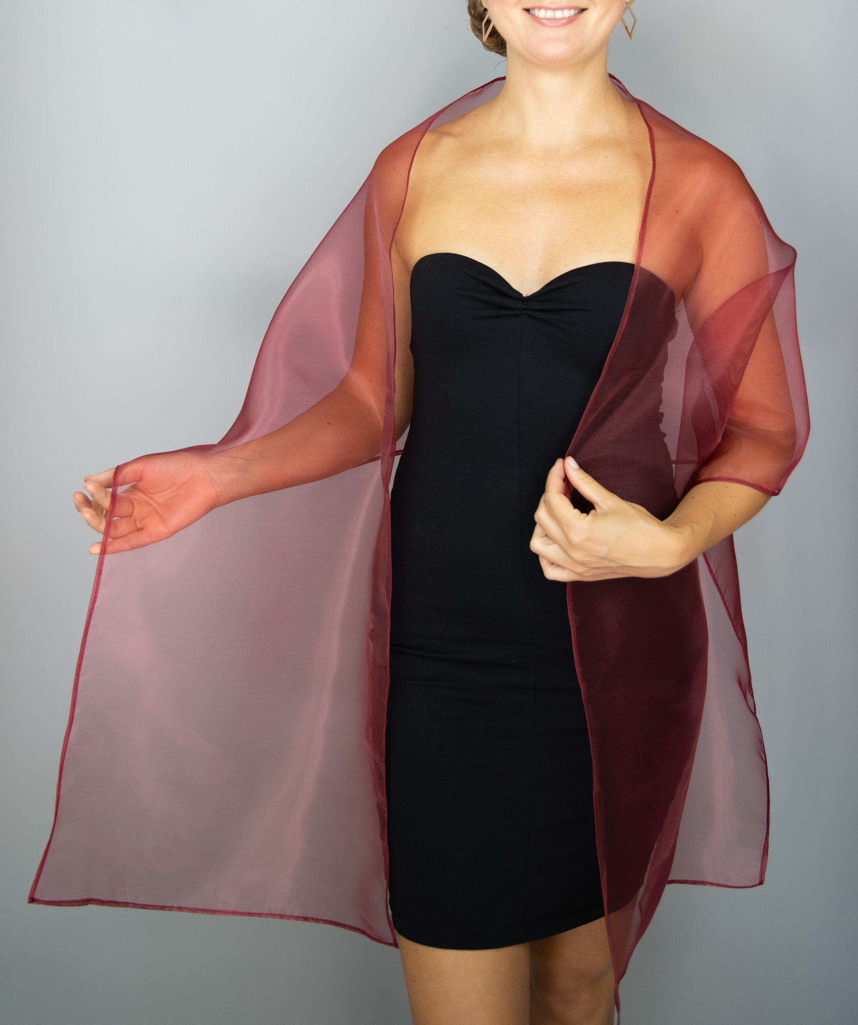 Burgundy organza wrap silver grey sheer shawl scarf silver grey sheer shrug bridesmaids scarf woman sheer scarf evening shawl prom