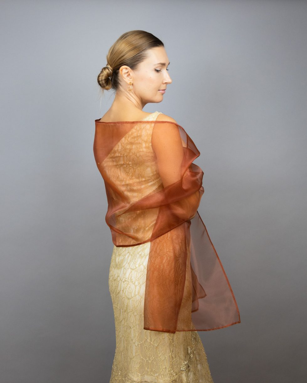 Burnt orange organza wrap silver grey sheer shawl scarf silver grey sheer shrug bridesmaids scarf woman sheer scarf evening shawl prom