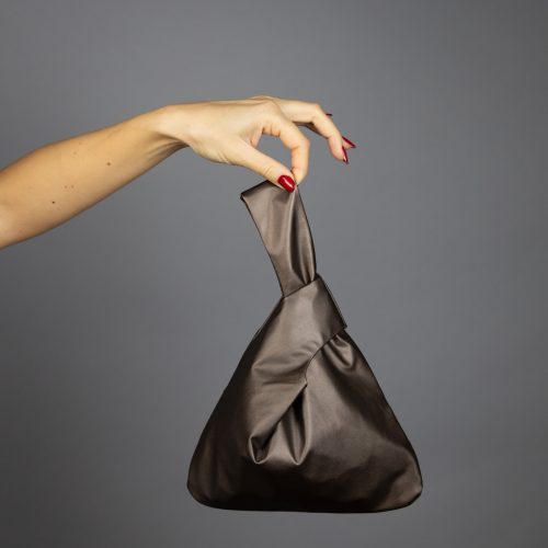 Brown leather look bag, Japanese knot bag purse clutch, biker style, party bag, simple brown bag, leather imitation purse, dark brown bag