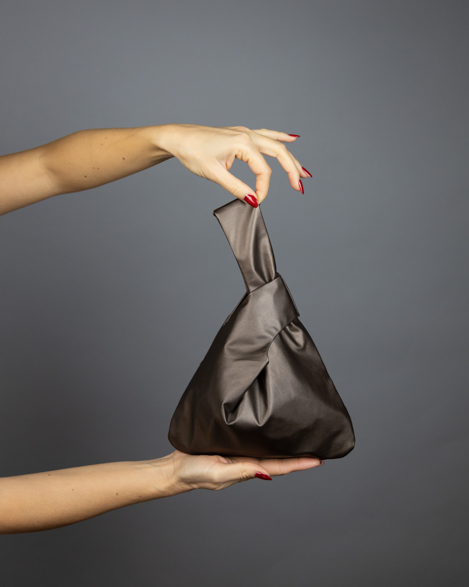 Brown leather look bag, Japanese knot bag purse clutch, biker style, party bag, simple brown bag, leather imitation purse, dark brown bag